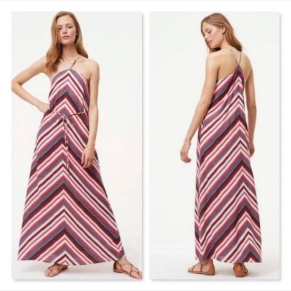 Ann Taylor Loft Chevron Stripe Halter Style Maxi Dress